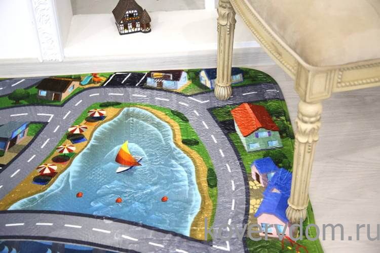 Детский развивающий 3D ковер с дорогами ГОРОДОК в морской бухте 86134